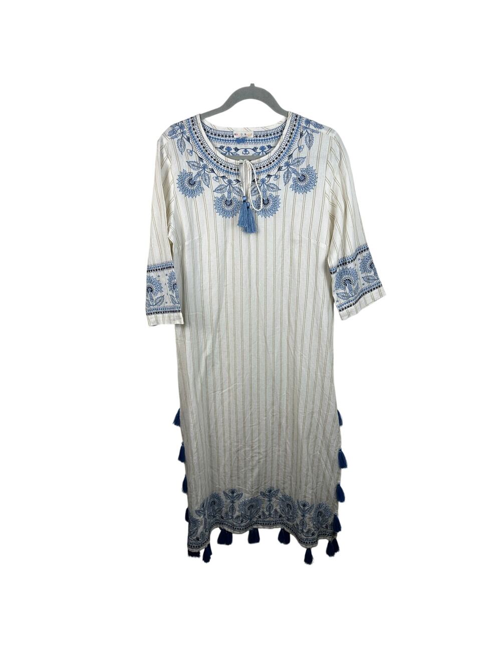 Roller Rabbit Lodhi Punta Long Kurta Koma Dress Size Medium Embroidered EUC Maxi